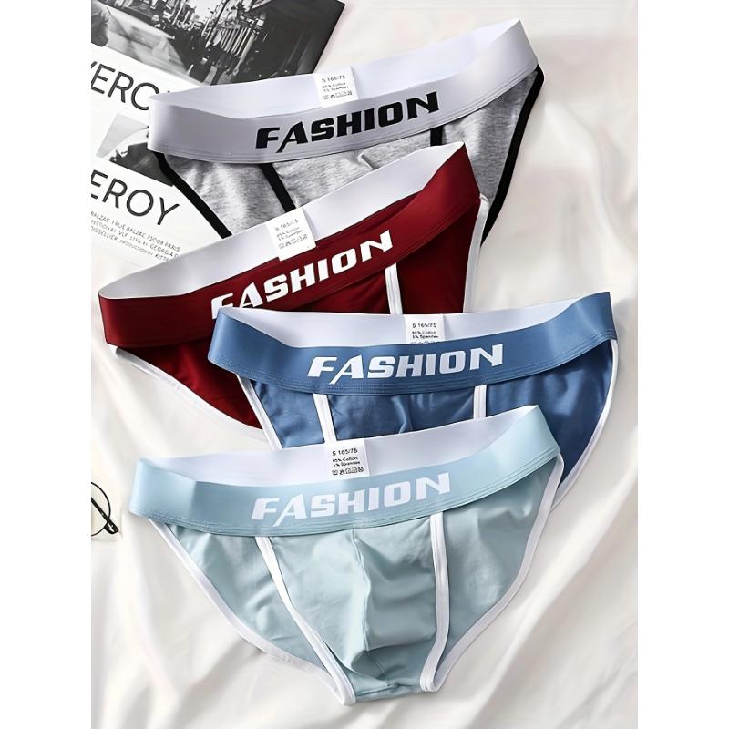 4pcs Men's 95% Cotton Briefs, Sexy Thin Breathable Comfortable Slim Personality U Convex Underwear For Men