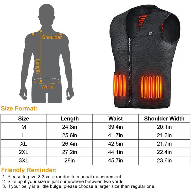 Heat Jacket Vest 3 Heating Gear Adjustable USB Heated Vest Warm Heat Coat Vest