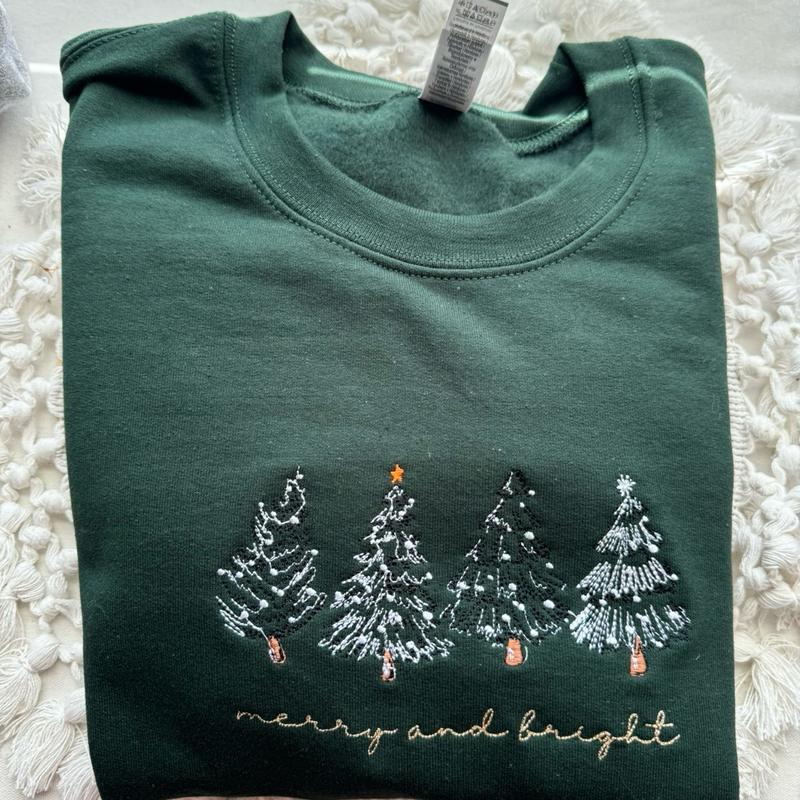 Merry Christmas Sweatshirt- Christmas Tree Crewneck Menswear Hoodie Jersey Medium