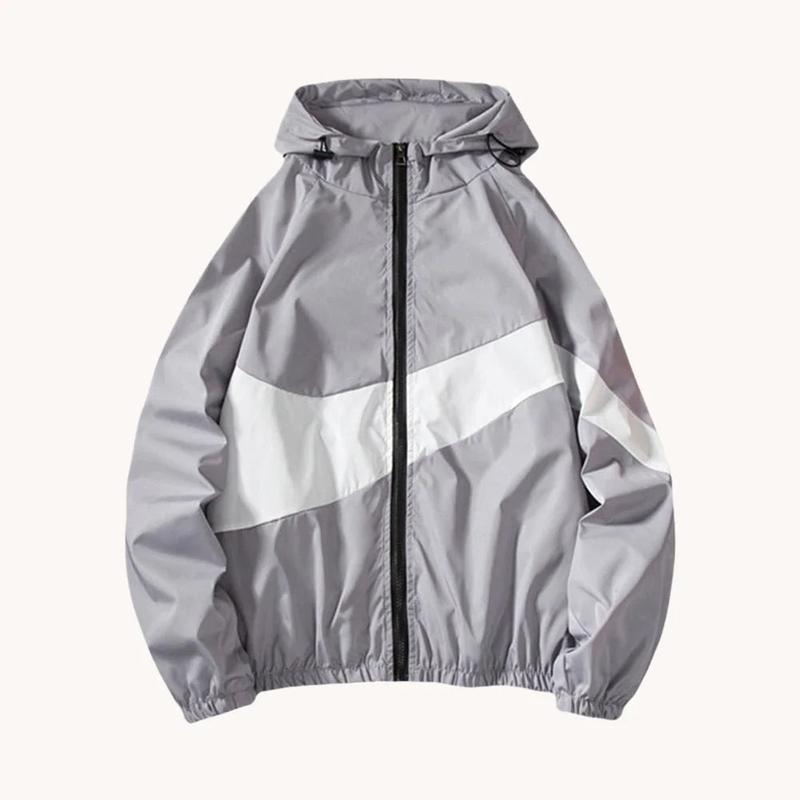 Men's Color Block Windbreaker Jacket for Outdoor Activities - Casual