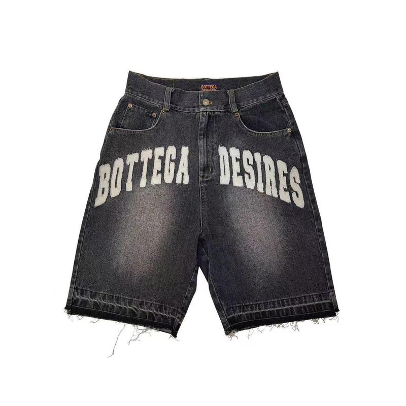 New Fashion Men's Fried Street Loose Fifth Pants Fashion Retro Alphabet Denim Shorts