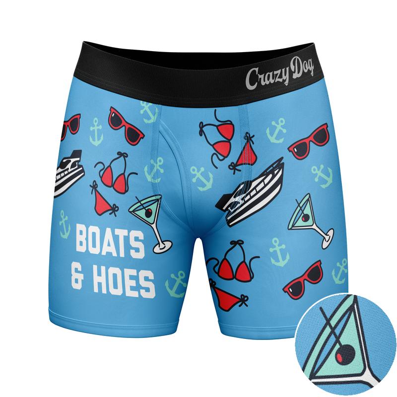 Mens Boats And Hoes Boxer Briefs Funny Sarcastic Graphic Novelty Gift Underwear For Guys Funny Graphic Boxers Dad Joke  Funny Sarcastic  Mens Novelty Boxer Briefs Blue