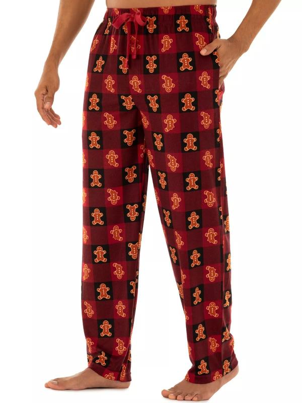 Fruit of the Loom Gingerbread Man Christmas Fleece Sleep Pajama Pants Christmas gift pajamas home wear pajamas two piece pajamas for christmas