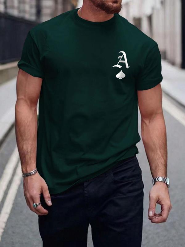 Men's Letter Print Round Neck Tee, Regular Fit Casual Streetwear Short Sleeve T-shirt, Graphic Tees, Men's Summer Clothes Top for Daily Wear