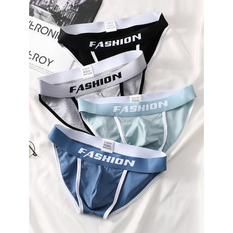 4pcs Men's 95% Cotton Briefs, Sexy Thin Breathable Comfortable Slim Personality U Convex Underwear For Men