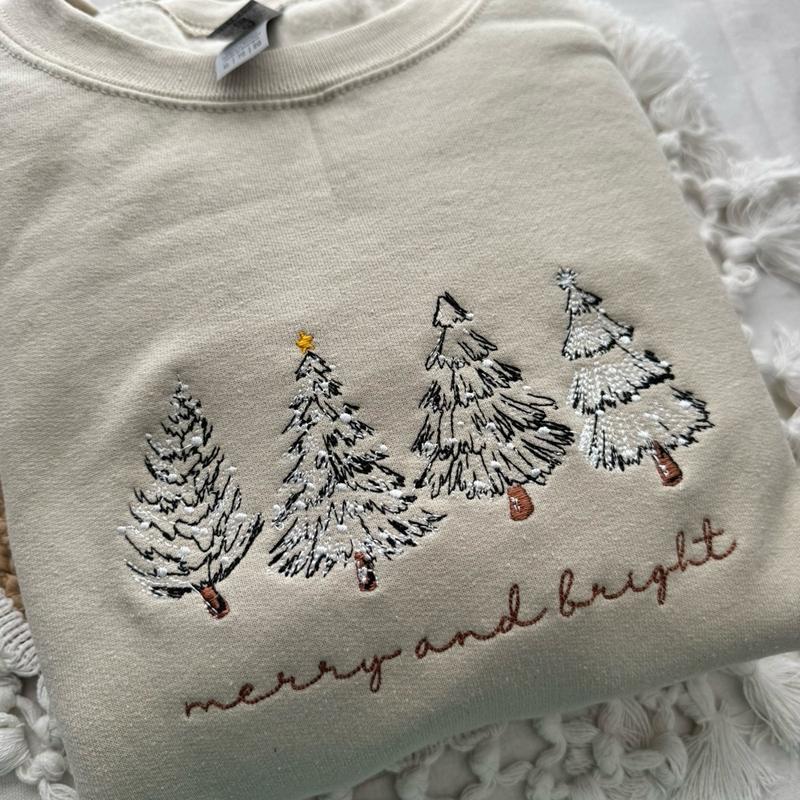 Merry Christmas Sweatshirt- Christmas Tree Crewneck Menswear Hoodie Jersey Medium