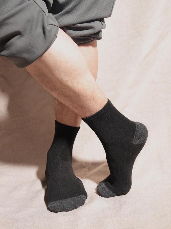 Men's Patchwork Print Crew Socks, Casual Moisture Wicking Socks, Soft Comfy Breathable Socks for All Seasons Daily Wear