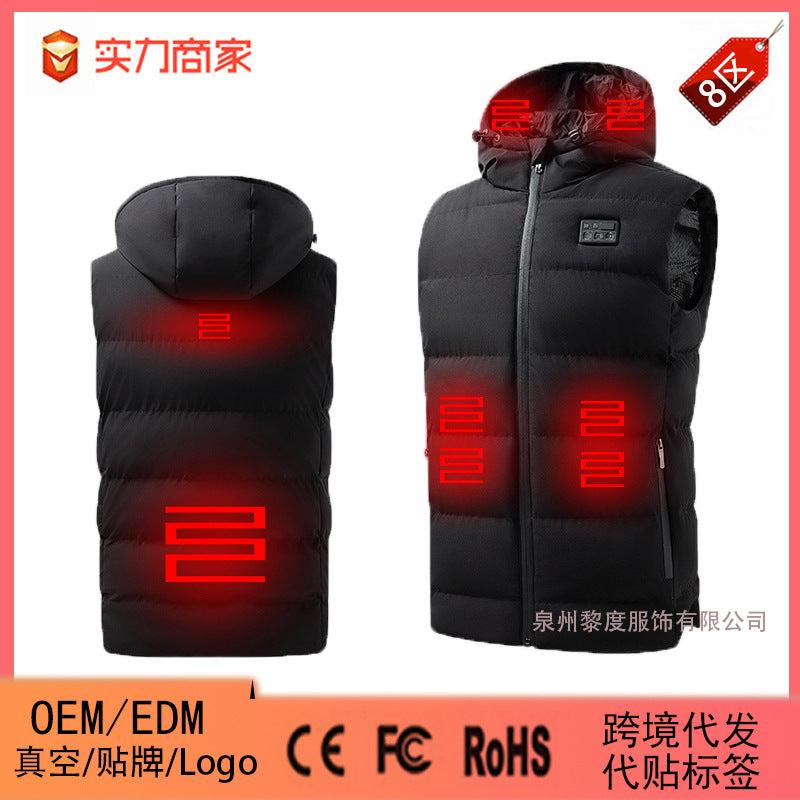 Merry Christmas Sale Winter Thermal 8 Heating Zones Jacket  Mens Heated Hoodie with Temperature Display Rechargeable Heated Jacket Vest with EarProtecting Hood SelfWarming Jacket Heated Jacket for Men and Winter Heating Apparel