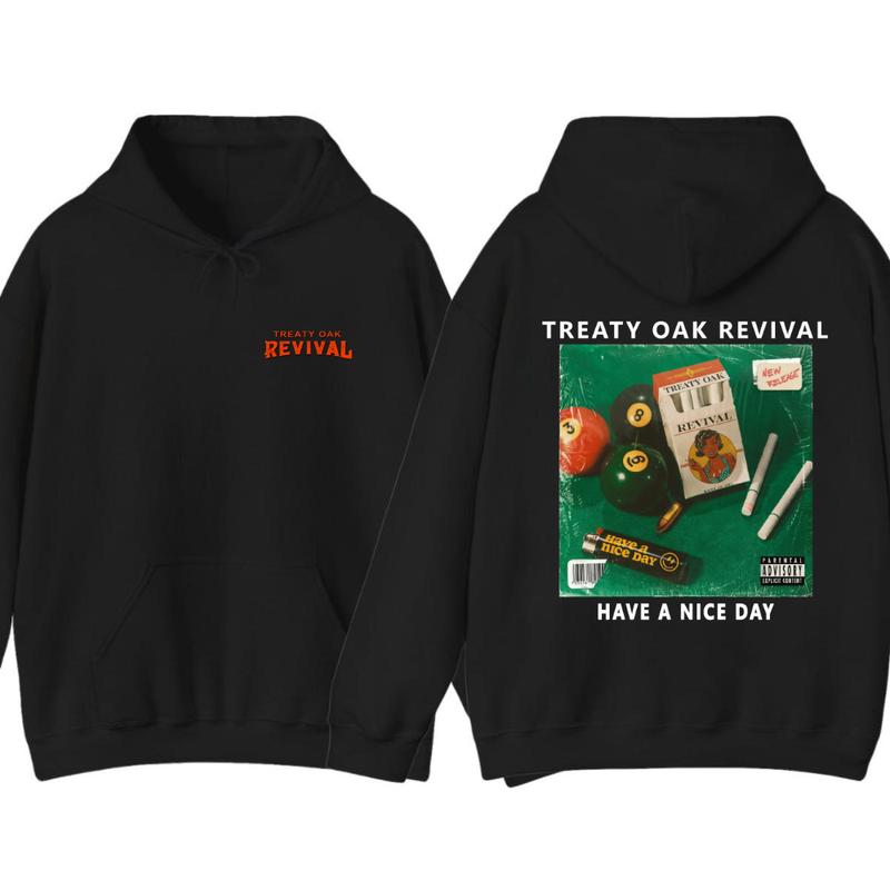 Treaty Oak Revival Hoodie - Unique Album Cover Design With Pool Balls And, Ideal For Music Fans And Street Fashion Enthusiasts, Tops Trending, Cotton Menswear, Casual Graphic Hoodie, Gif For All