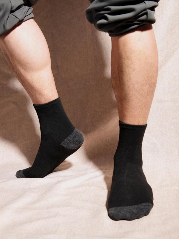 Men's Patchwork Print Crew Socks, Casual Moisture Wicking Socks, Soft Comfy Breathable Socks for All Seasons Daily Wear