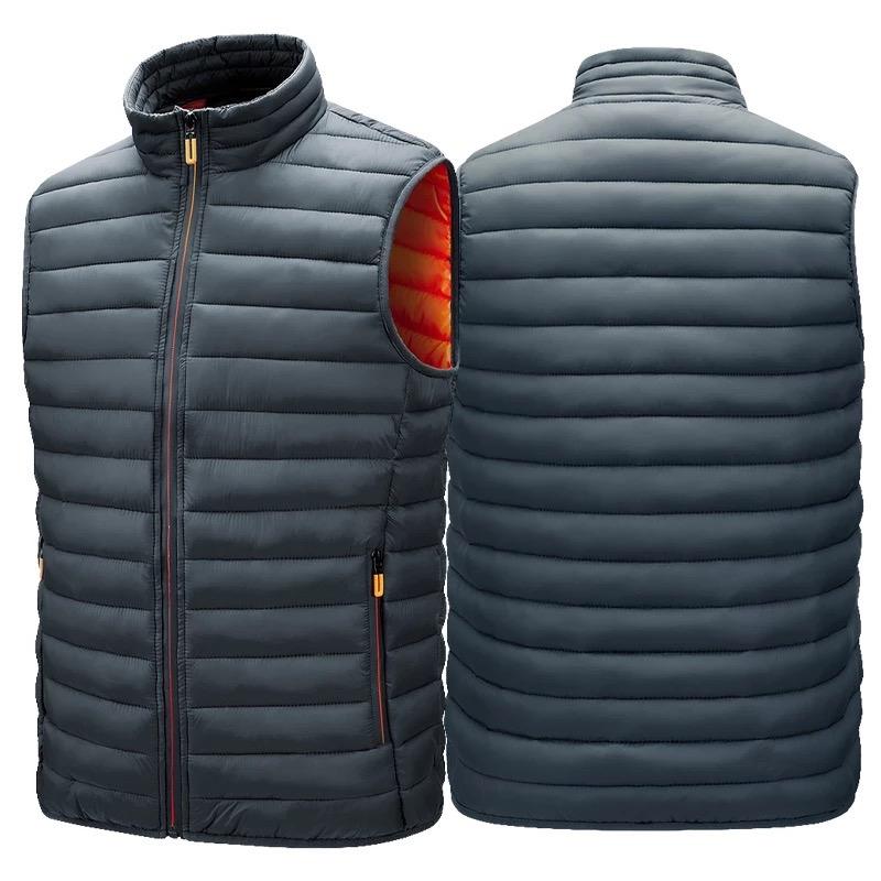 Men's spring jacket vest good quality Casual Slim-fitting Casual Cotton Fabric Zipper Collar Nylon Menswear Navy Pockets Puffer Collared Imitation Activewear Sleeveless  Polyester