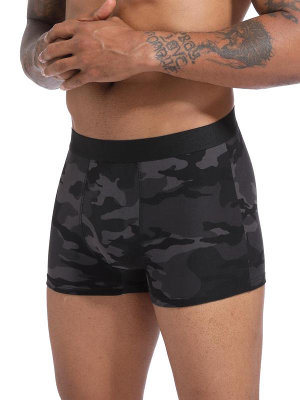 Men's Camo Print Boxer Shorts, Casual Comfortable Breathable Underwear for Daily Wear, Men's Underwear for All Seasons