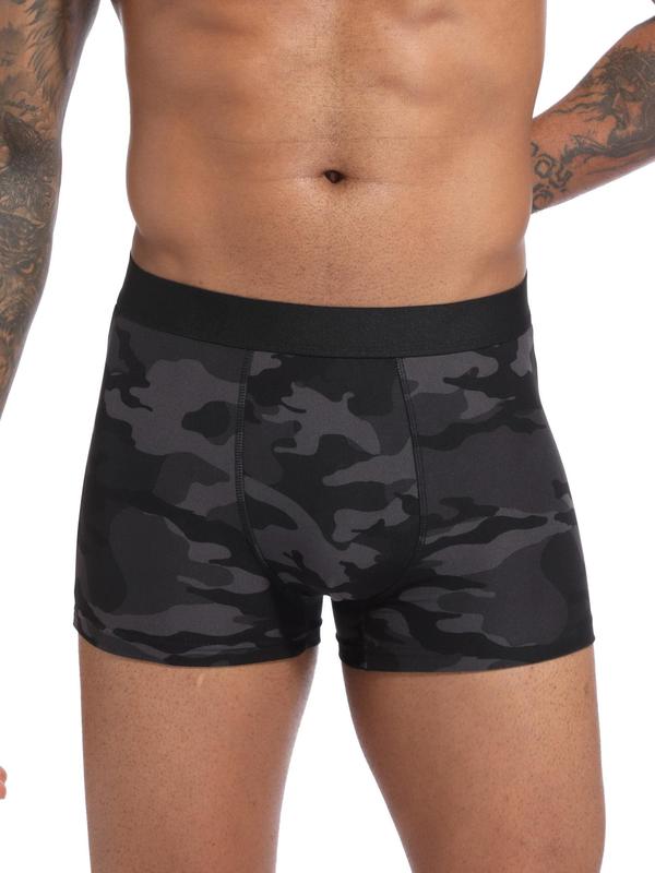 Men's Camo Print Boxer Shorts, Casual Comfortable Breathable Underwear for Daily Wear, Men's Underwear for All Seasons