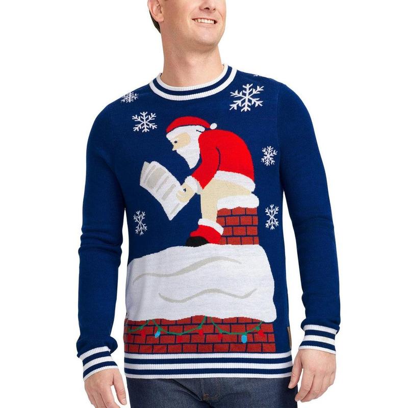 Men's Santa's Log on the Fire Ugly Christmas Sweater