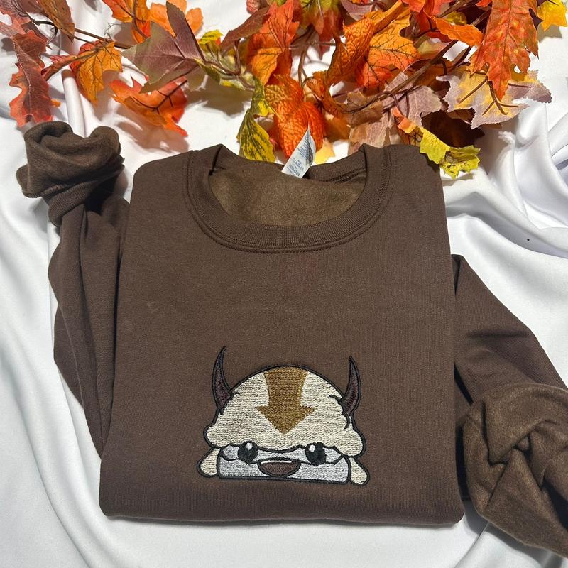 Bison Embroidered Sweatshirts, popular embroidered crewneck, casual l Tops