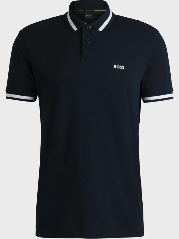 Boss Cotton-pique polo shirt with contrast details Black Menswear Top Jersey Shirt Gift Men Boyfriend Sport Outfit