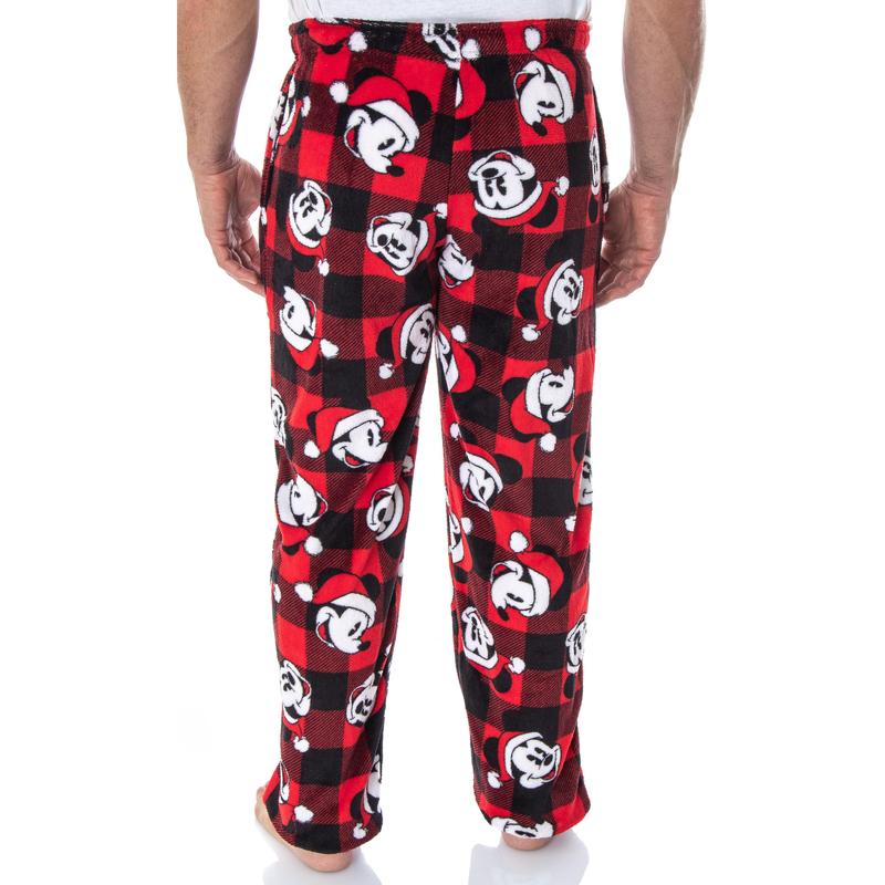 Disney Mickey Mouse Men's Plaid Minky Plush Fleece Pajama Pants