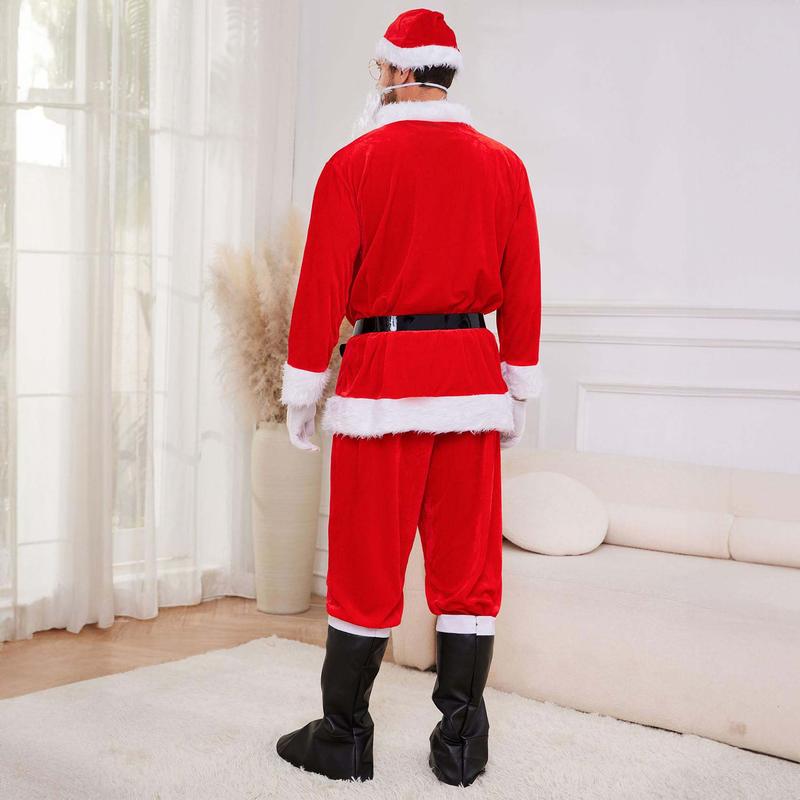 XZQTIVE Santa Suit Christmas Santa Claus Costume for Men Women Adult Santa Costume 12pc