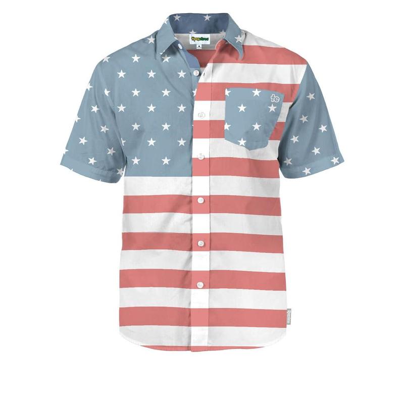 Men's Faded Flag Button Down Shirt