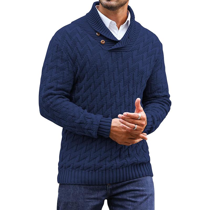 Men's Shawl Collar Pullover Sweater Casual Cable Knit Turtleneck Sweaters fall sweater Knitwear Menswear Soft Classic Loose Tops