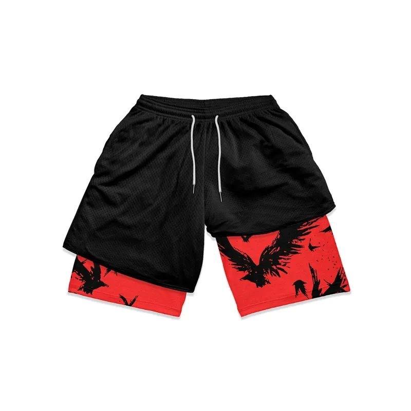 Hammanli Naruto shorts, 3D digital printed board shorts, men's summer 2024