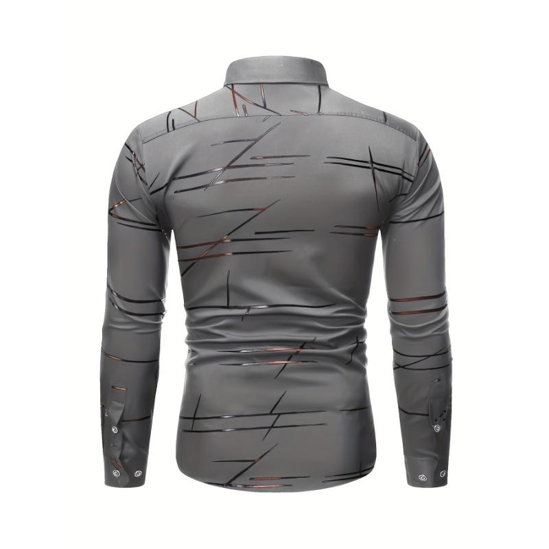 Men's Casual Navy Blue Slim Shirt Comfort Collar Menswear Top Polyester Underwear Fabric Wetsuit Collar Collar Long Sleeve Knife Beige