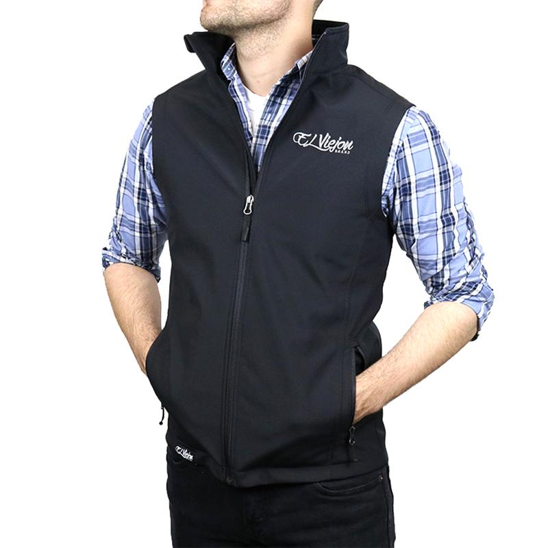 El Viejon Brand Vest - BLACK -  Front EVB LH (Charcoal Logo)