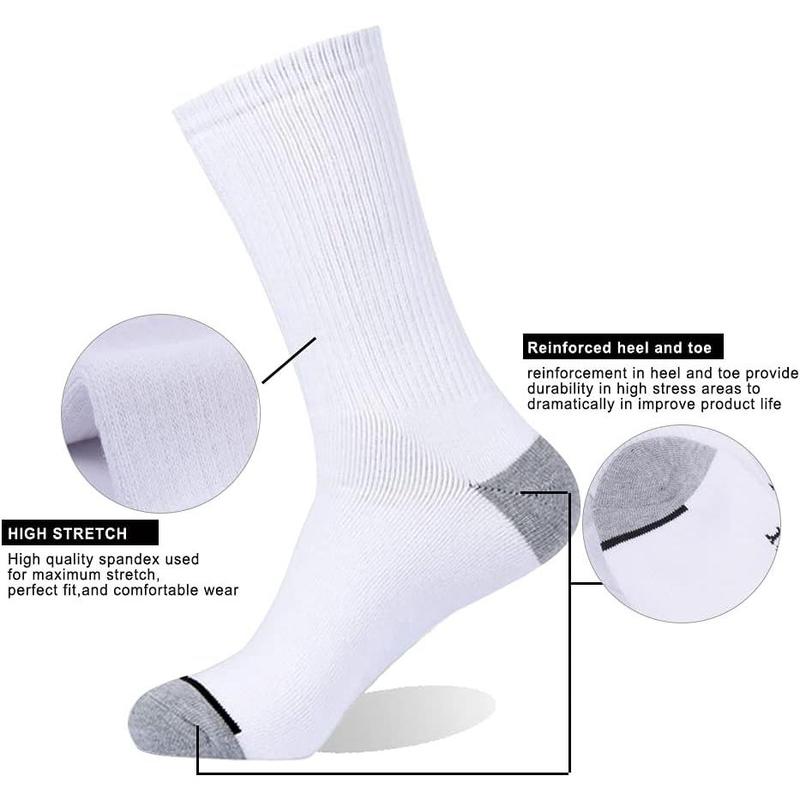 10 Pack Unisex Cotton Moisture Wicking Cushion Crew Socks