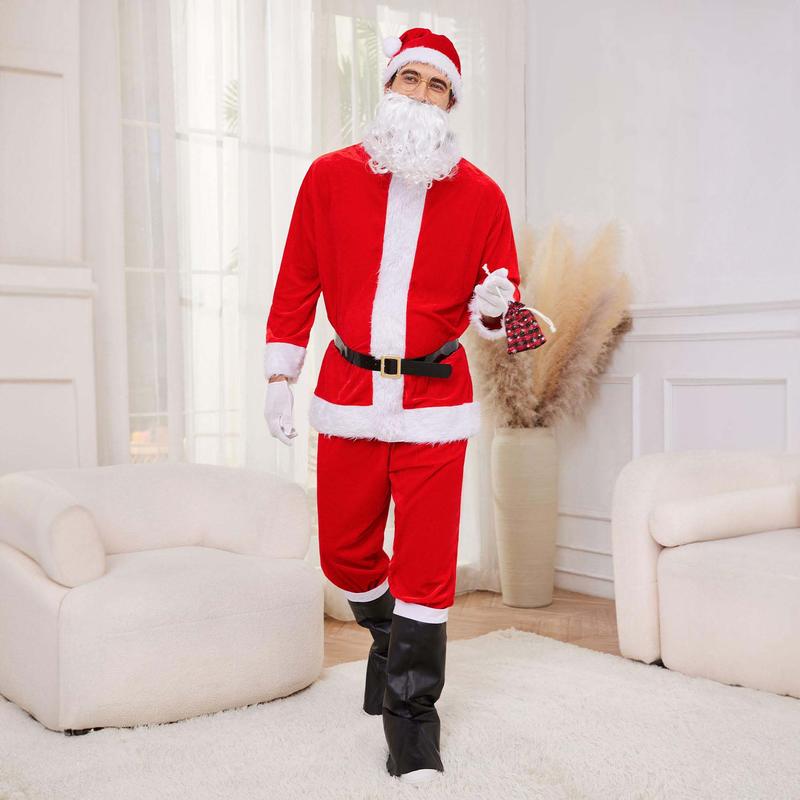 XZQTIVE Santa Suit Christmas Santa Claus Costume for Men Women Adult Santa Costume 12pc