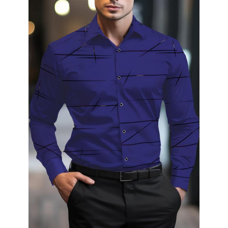 Men's Casual Navy Blue Slim Shirt Comfort Collar Menswear Top Polyester Underwear Fabric Wetsuit Collar Collar Long Sleeve Knife Beige