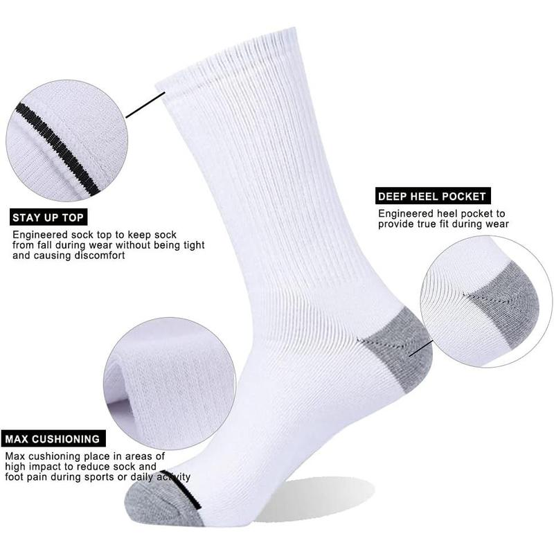 10 Pack Unisex Cotton Moisture Wicking Cushion Crew Socks