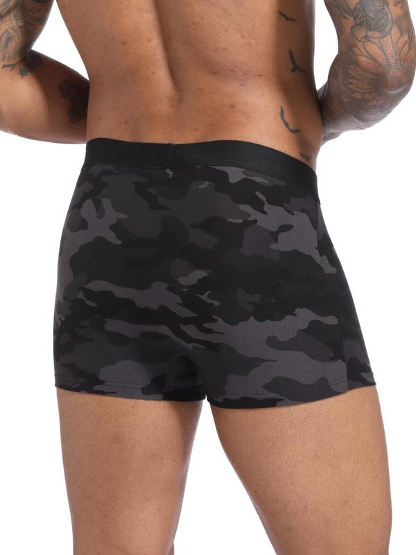 Men's Camo Print Boxer Shorts, Casual Comfortable Breathable Underwear for Daily Wear, Men's Underwear for All Seasons