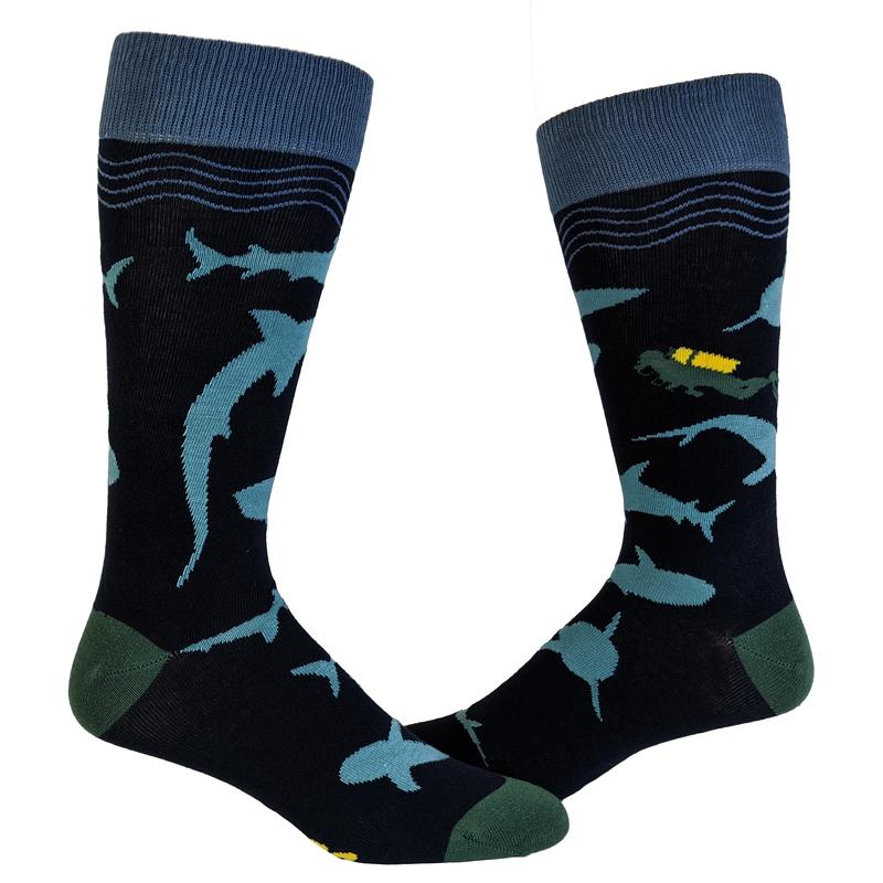 Men's Scuba Shark Socks Funny Shark Week Scuba Dive Ocean Vacation Novelty Footwear Funny Socks