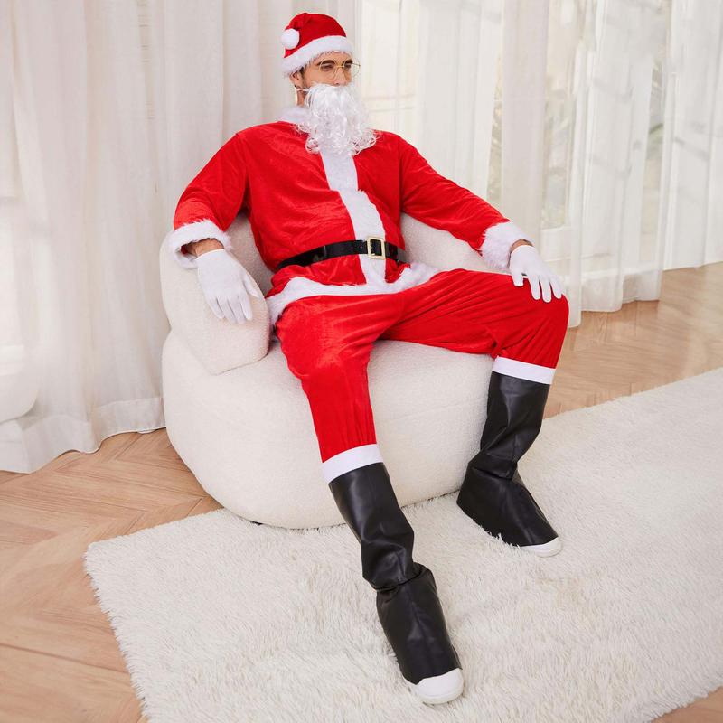 XZQTIVE Santa Suit Christmas Santa Claus Costume for Men Women Adult Santa Costume 12pc