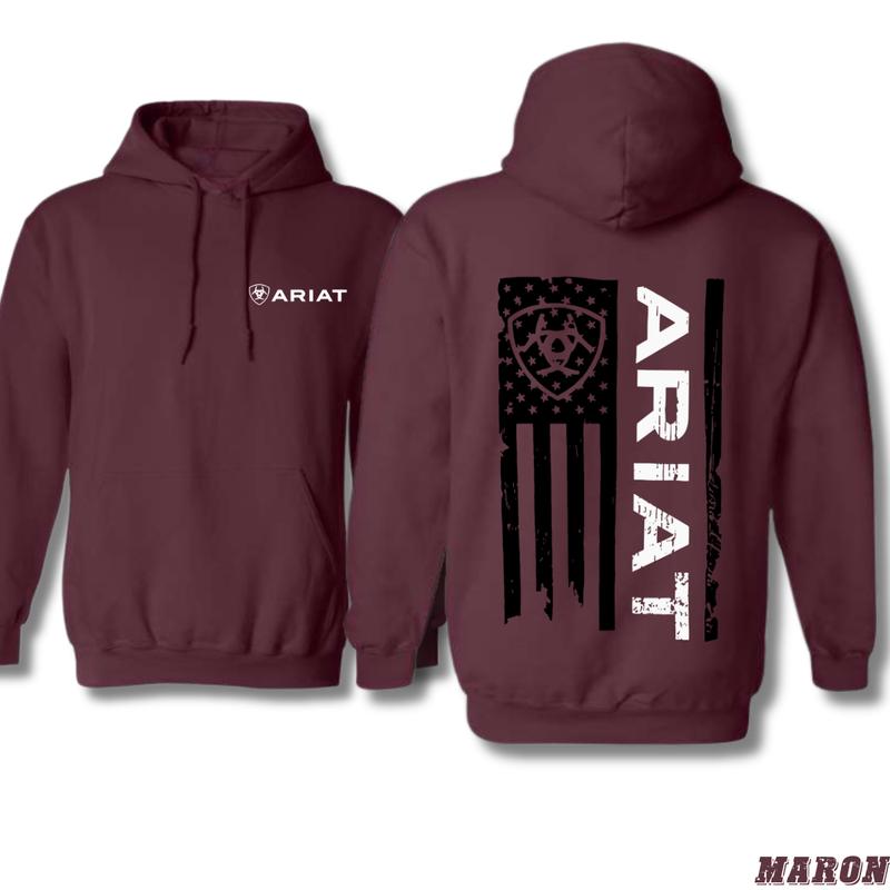 Ariat Hoodie - Bold Flag Graphic with Ariat Branding, Ideal for True Western Enthusiasts, Comfortable Unisex Hoodie for Casual and Outdoor Wear