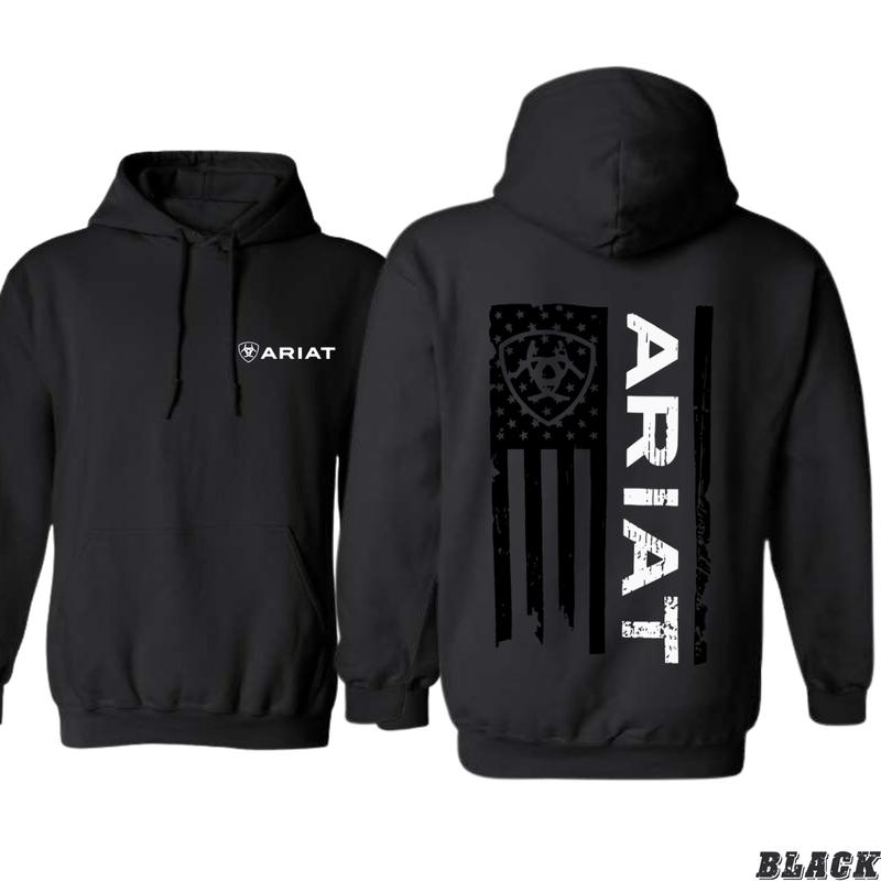 Ariat Hoodie - Bold Flag Graphic with Ariat Branding, Ideal for True Western Enthusiasts, Comfortable Unisex Hoodie for Casual and Outdoor Wear