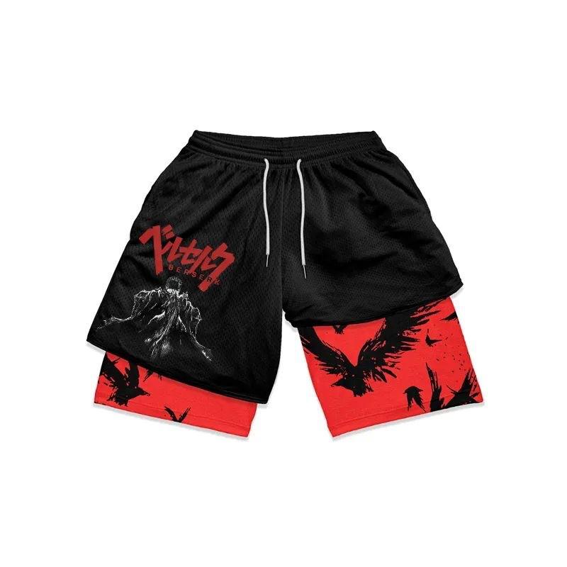 Hammanli Naruto shorts, 3D digital printed board shorts, men's summer 2024