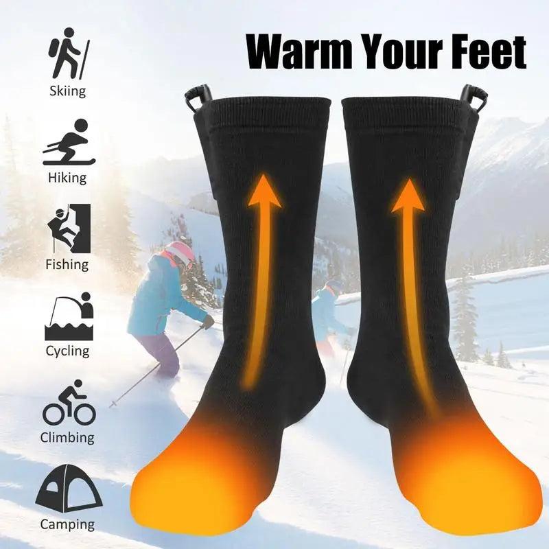 Electric Socks for Men Rechargeable USB Electric Heated Socks Warm Cotton Socks with Fast Heating and Long Warmth Winter Warmth