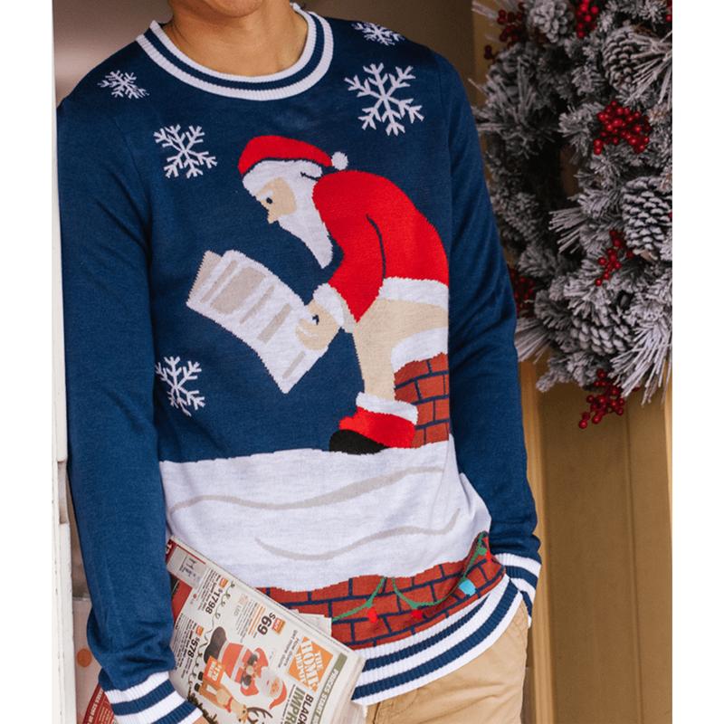 Men's Santa's Log on the Fire Ugly Christmas Sweater