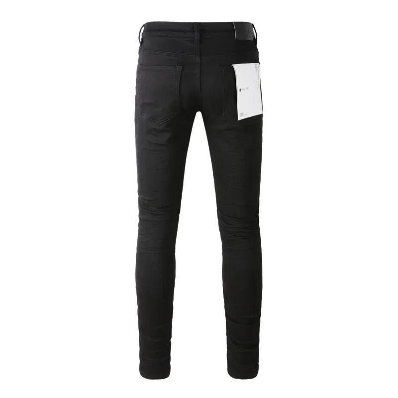 Purple Jeans American High Street Black Pleated Basic Model 2024 New Fashion Trend High Quality Jeans