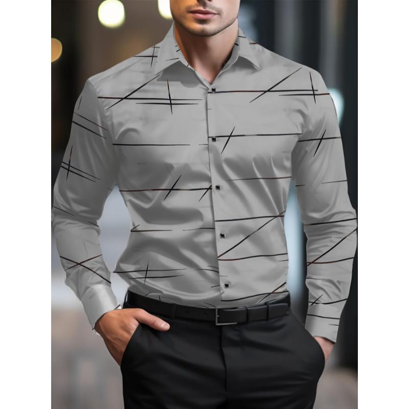 Men's Casual Navy Blue Slim Shirt Comfort Collar Menswear Top Polyester Underwear Fabric Wetsuit Collar Collar Long Sleeve Knife Beige