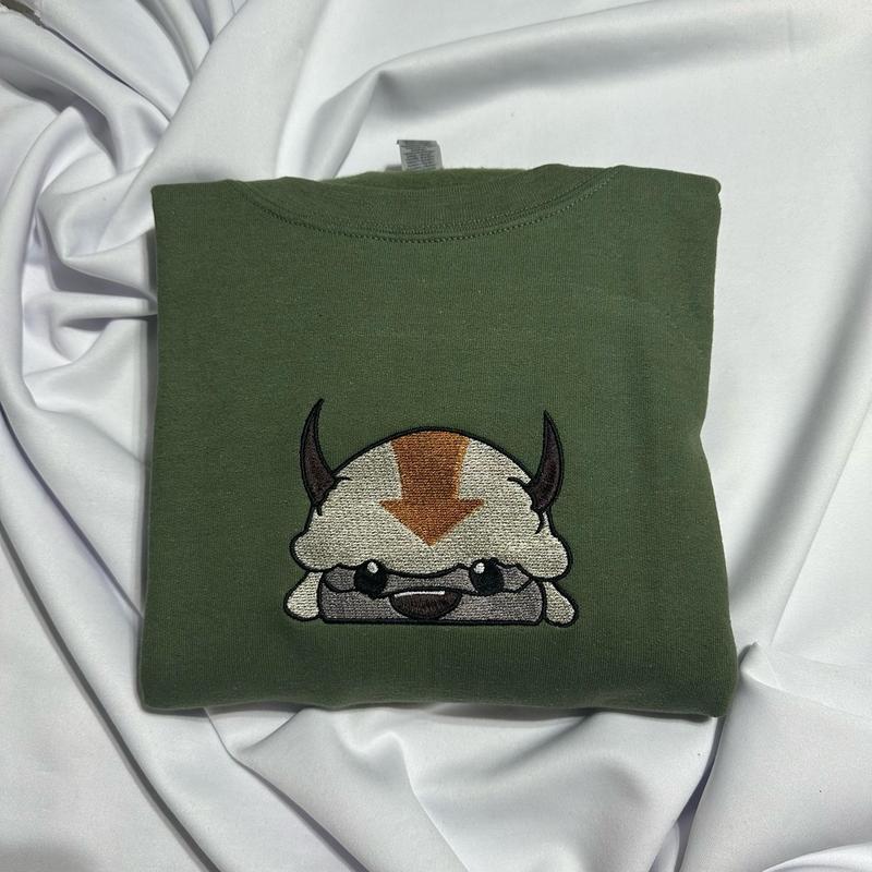 Bison Embroidered Sweatshirts, popular embroidered crewneck, casual l Tops