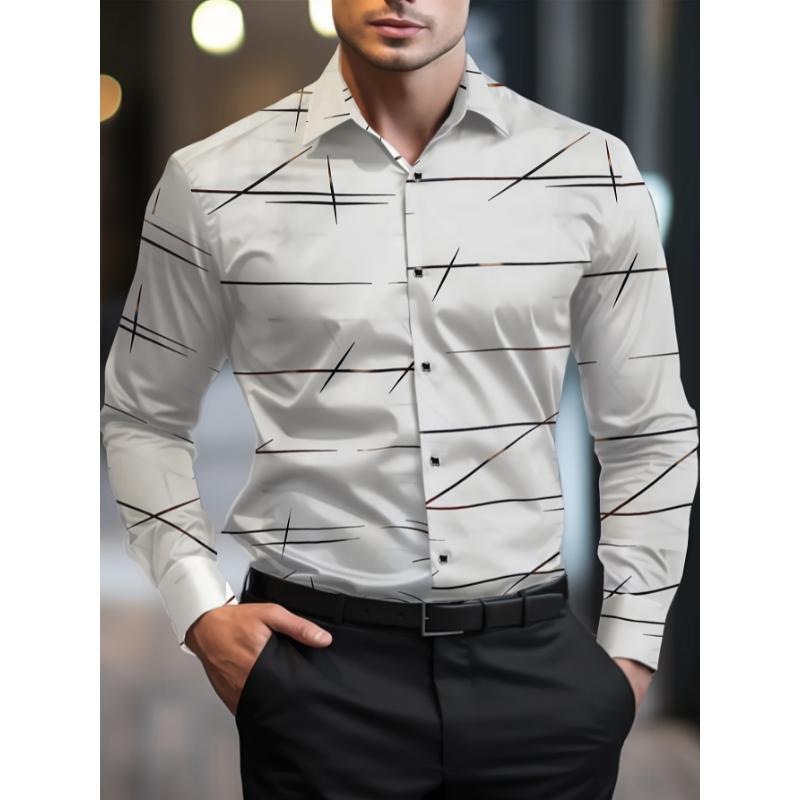 Men's Casual Navy Blue Slim Shirt Comfort Collar Menswear Top Polyester Underwear Fabric Wetsuit Collar Collar Long Sleeve Knife Beige