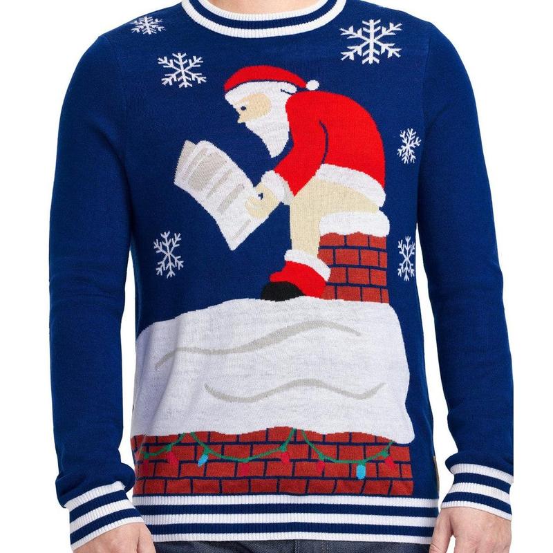 Men's Santa's Log on the Fire Ugly Christmas Sweater