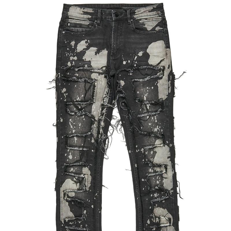 Laban Black Bleach Stacked Flare Jean