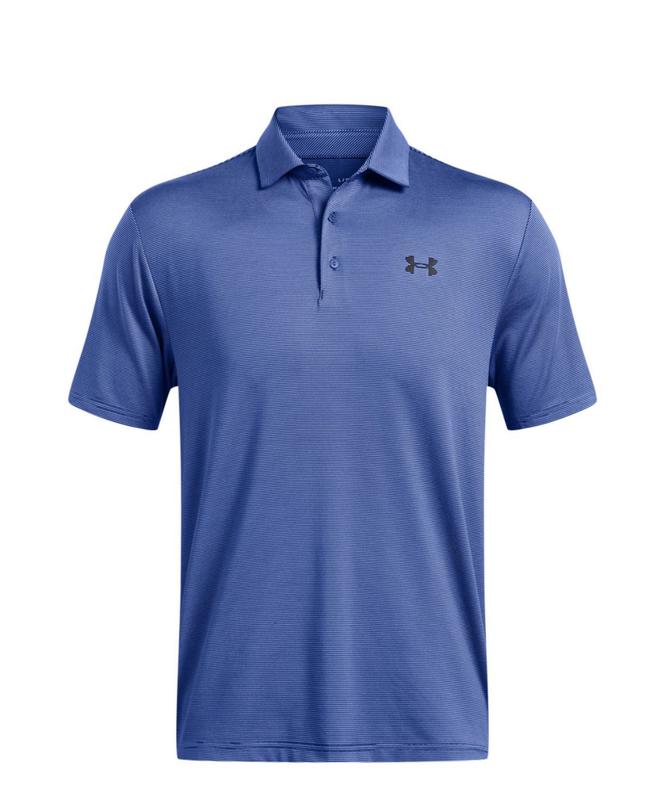 2024 Under Armour Men's Playoff Polo 3.0 Stripe - Tech Blue Nimbus Blue Black