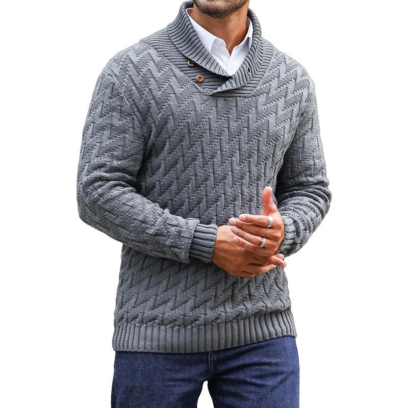 Men's Shawl Collar Pullover Sweater Casual Cable Knit Turtleneck Sweaters fall sweater Knitwear Menswear Soft Classic Loose Tops