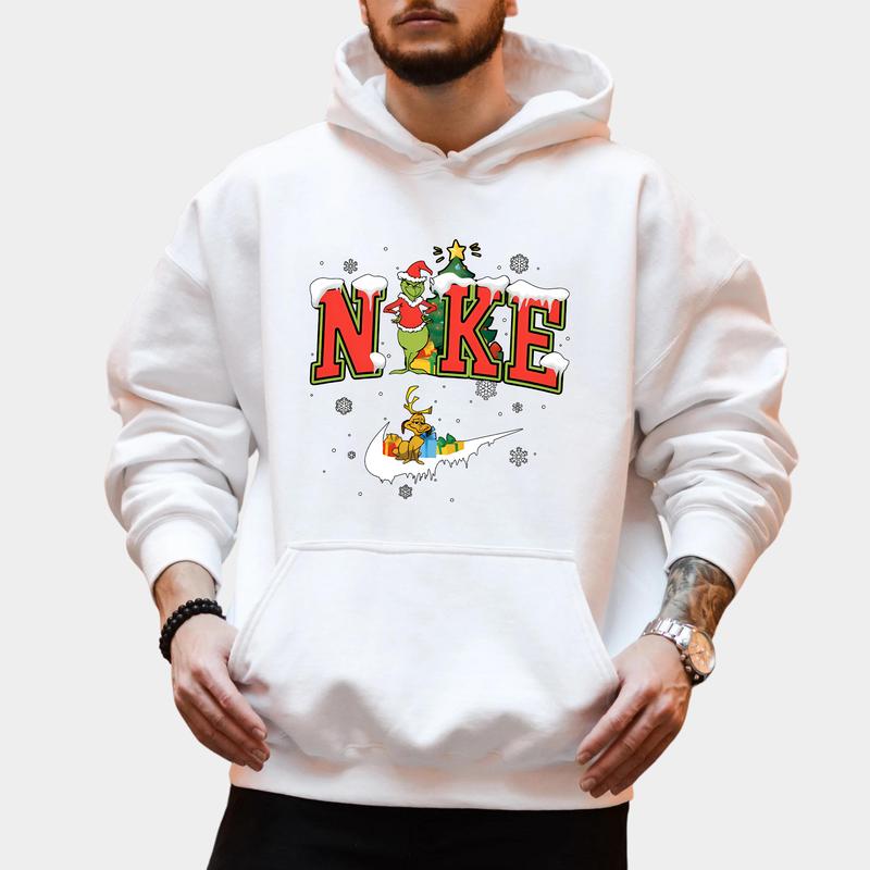 Merry Grinc Christmas Hoodie T-shirt Sweatshirt, Menswear And Women Casual Top, Love Oversized Cotton Fitted Streetwear Crewneck