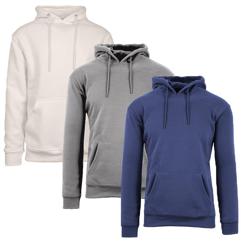 Men's 3 Pack Heavyweight Fleece Lined Zip & Pullover Hoodies Menswear Plain