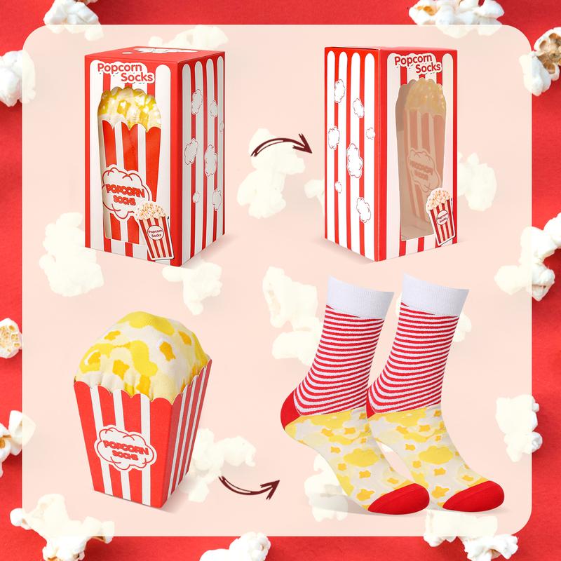 Funny Hot Dog Popcorn Pancake Socks Box - Fathers Birthday Gag Christmas Gifts for Men Teen Boys Cotton Menswear Breathable Love Menswear Breathable Embroidered Novelty Original Top Tropical